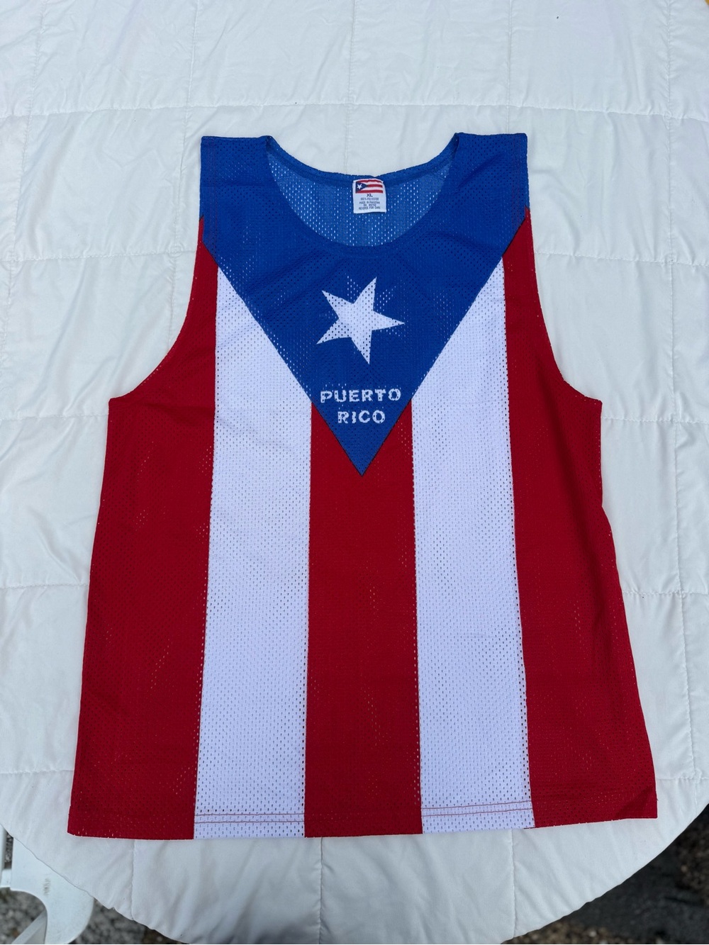 Puerto Rico Flag Mesh Tank Top - Red/White/Blue